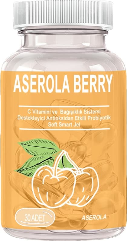 Aserola Berry 1 Kutu Aserola Ekstratlı C Vitaminli Antioksidanlı Probiyotik 30LU Soft Jel Kapsüller