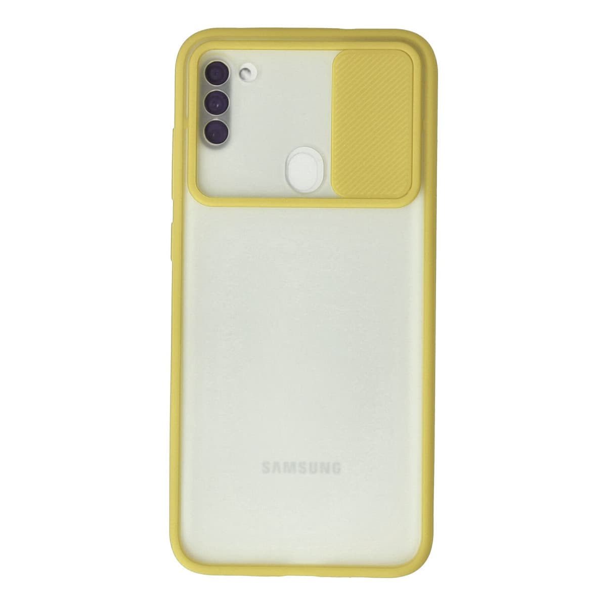 Galaxy A11 Kılıf Palm Buzlu Kamera Sürgülü Silikon - Sarı