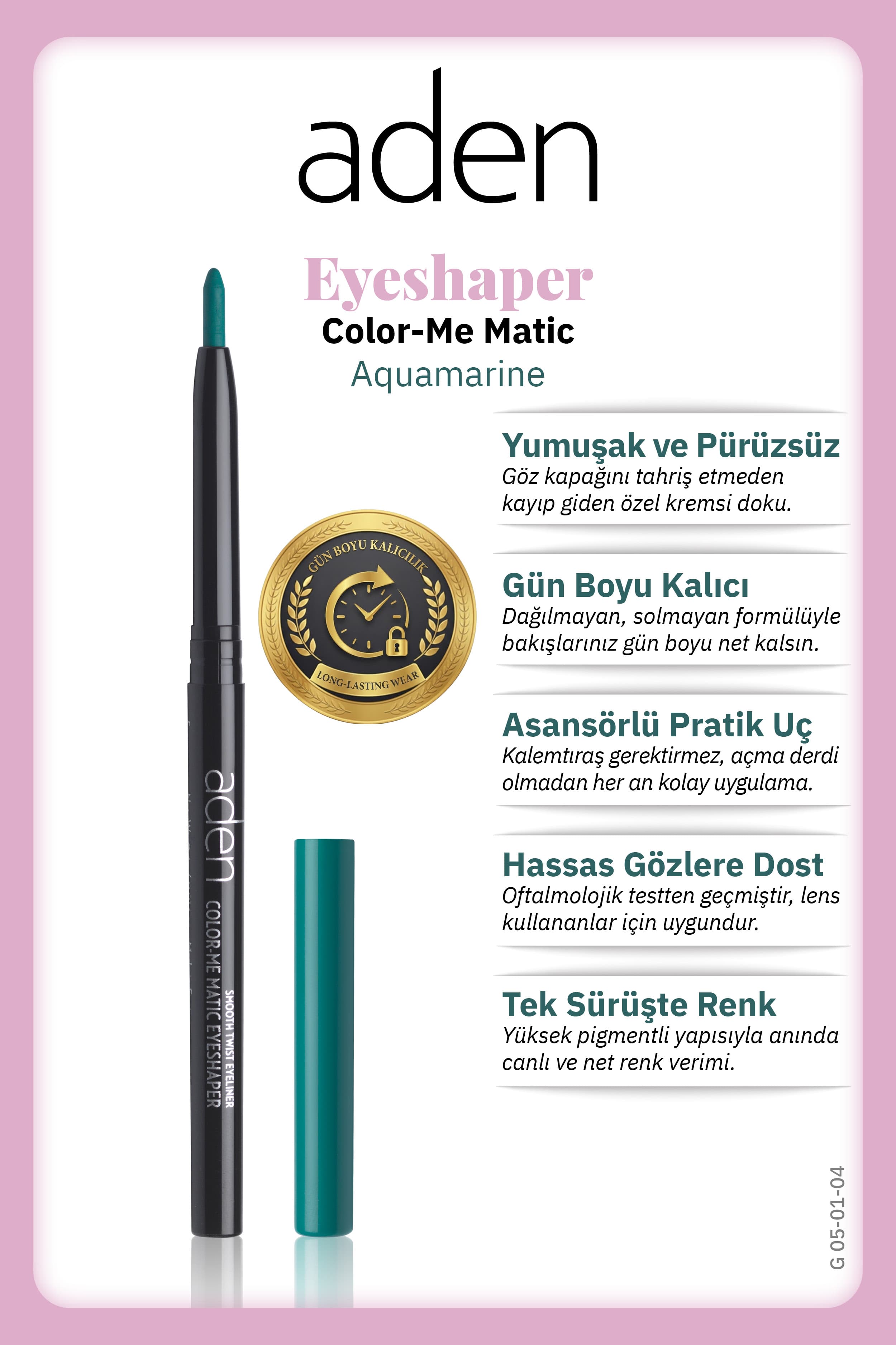 Aden Color-Me Matic Eyeshaper - Asansörlü Göz Kalemi 04 Aquamarine(Turkuaz)