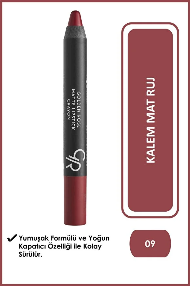 Matte Lipstick Crayon No: 09 - Besleyici Nemlendirici Mat Kalem Ruj