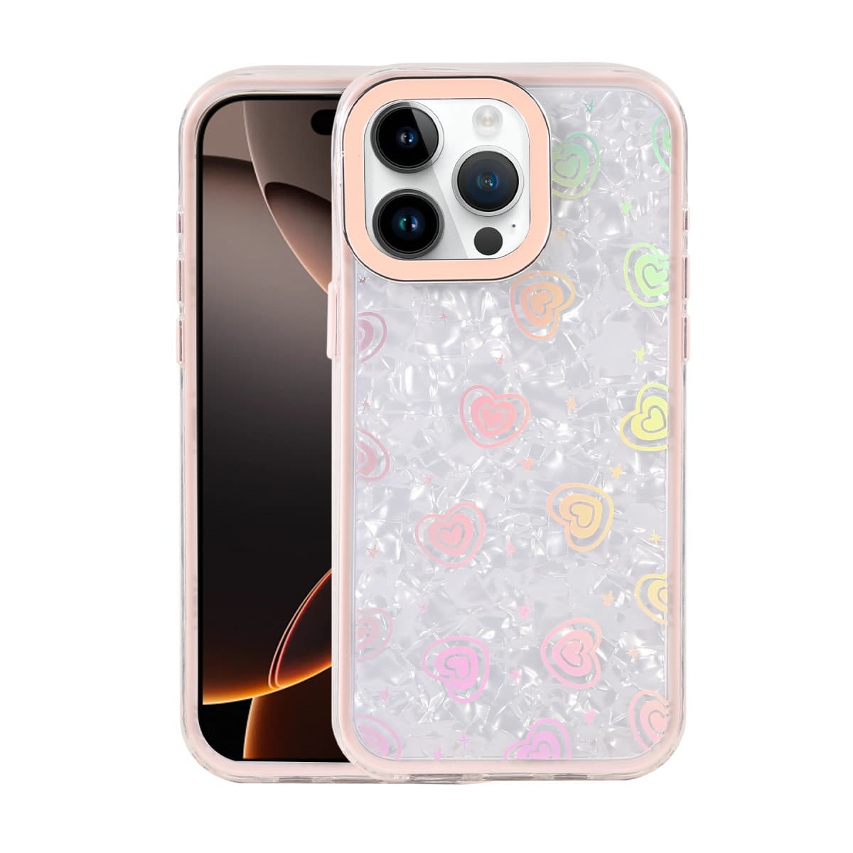 iPhone 15 Pro Max Lumi Desenli Kapak - Pembe
