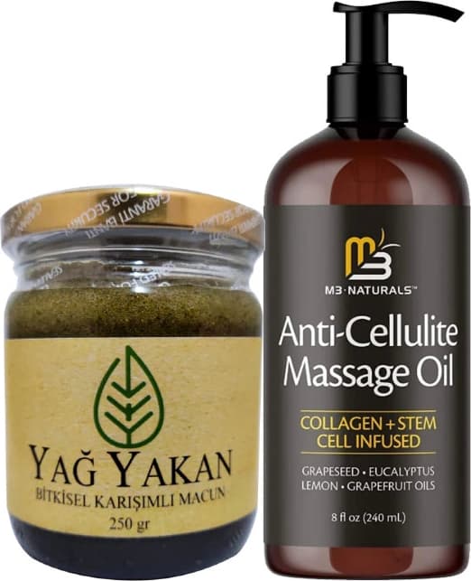 Gizmur Store Anti-Cellulite Massage Oil 240 ml Selülitlere Karşı Masaj Yağı + Yağyakan Macunu Incelme Zayıflatmaya Macun 250 gr