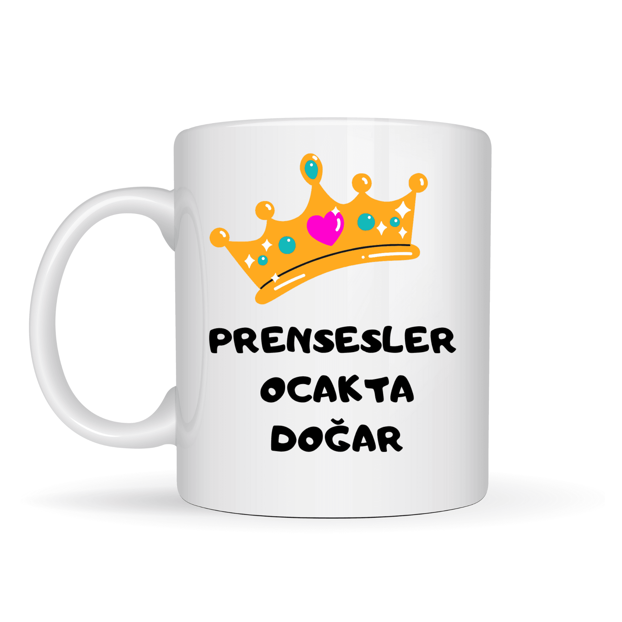 Prensesler Ocakta Doğar Yazılı Kupa Model 245 Taç Detaylı Doğum Ayı Temalı Seramik Kahve Kupası