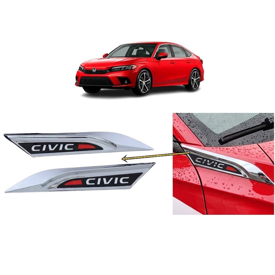 Honda Civic FE1 2022 ve Sonrası Uyumlu Çamurluk Üstü Ventil Dekoru Seti Krom