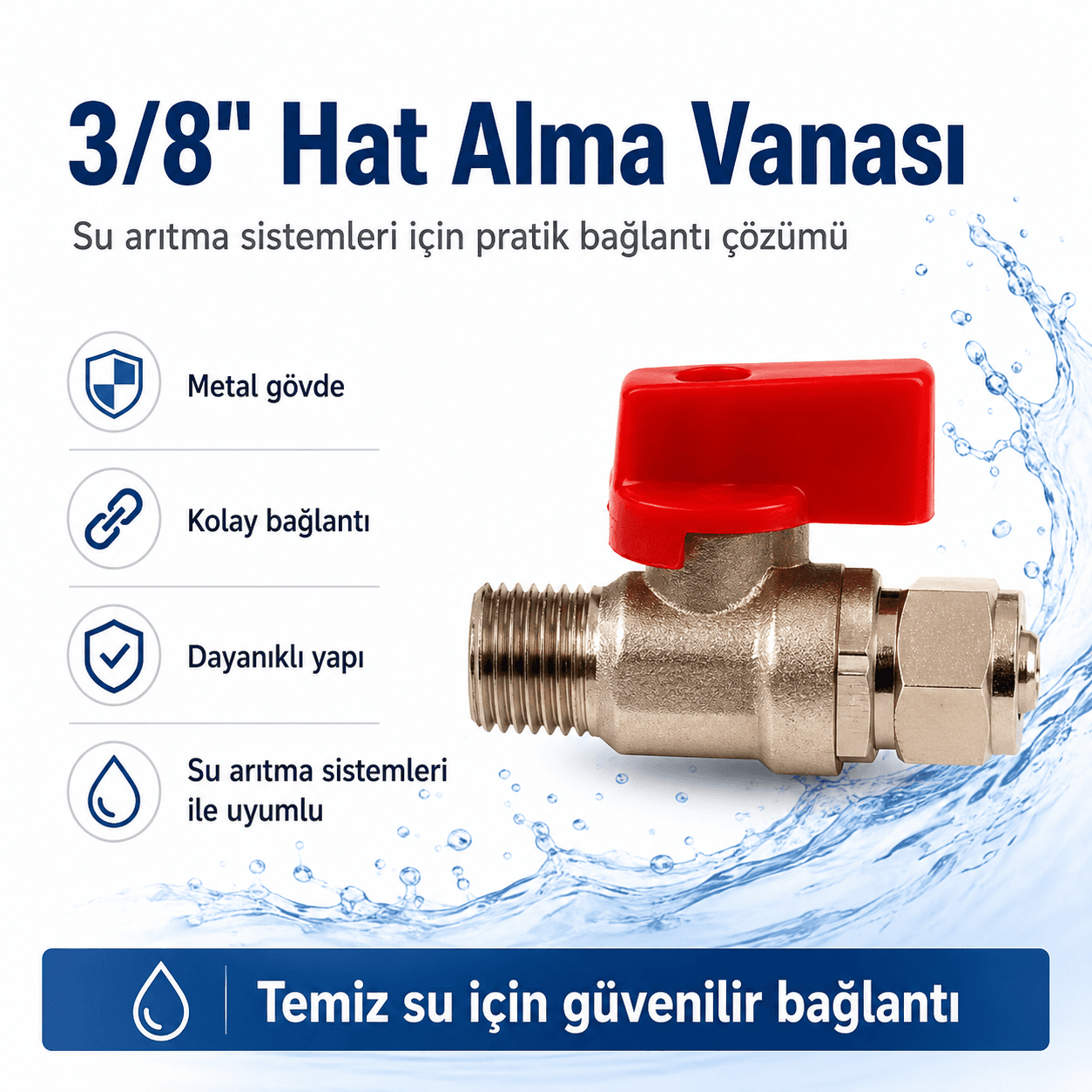 3/8 İnç Metal Su Arıtma Hat Alma Vanası 608506086