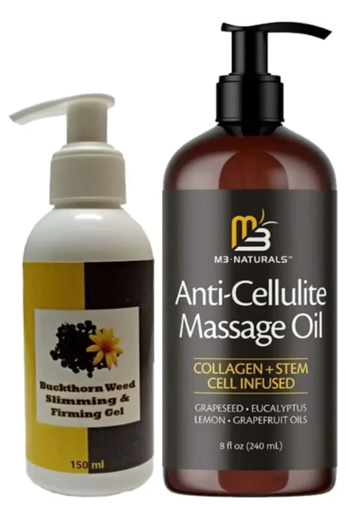 M3 Naturals Masaj Yağı Anti-Cellulite Massage Oil 240 ml + Buckthorn Antiyağ Masaj Kremi 150 ml