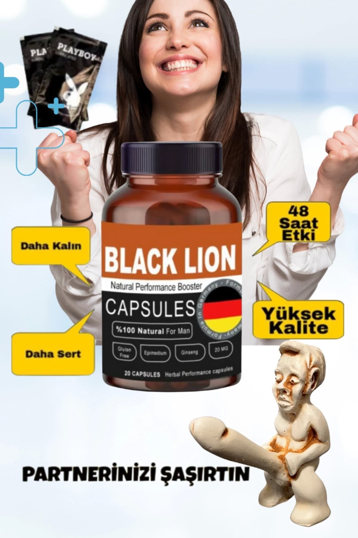 Black Lion Men Booster Erkeklere Özel Destekleyici Ve Kayganlaştırıcı Jel Seti