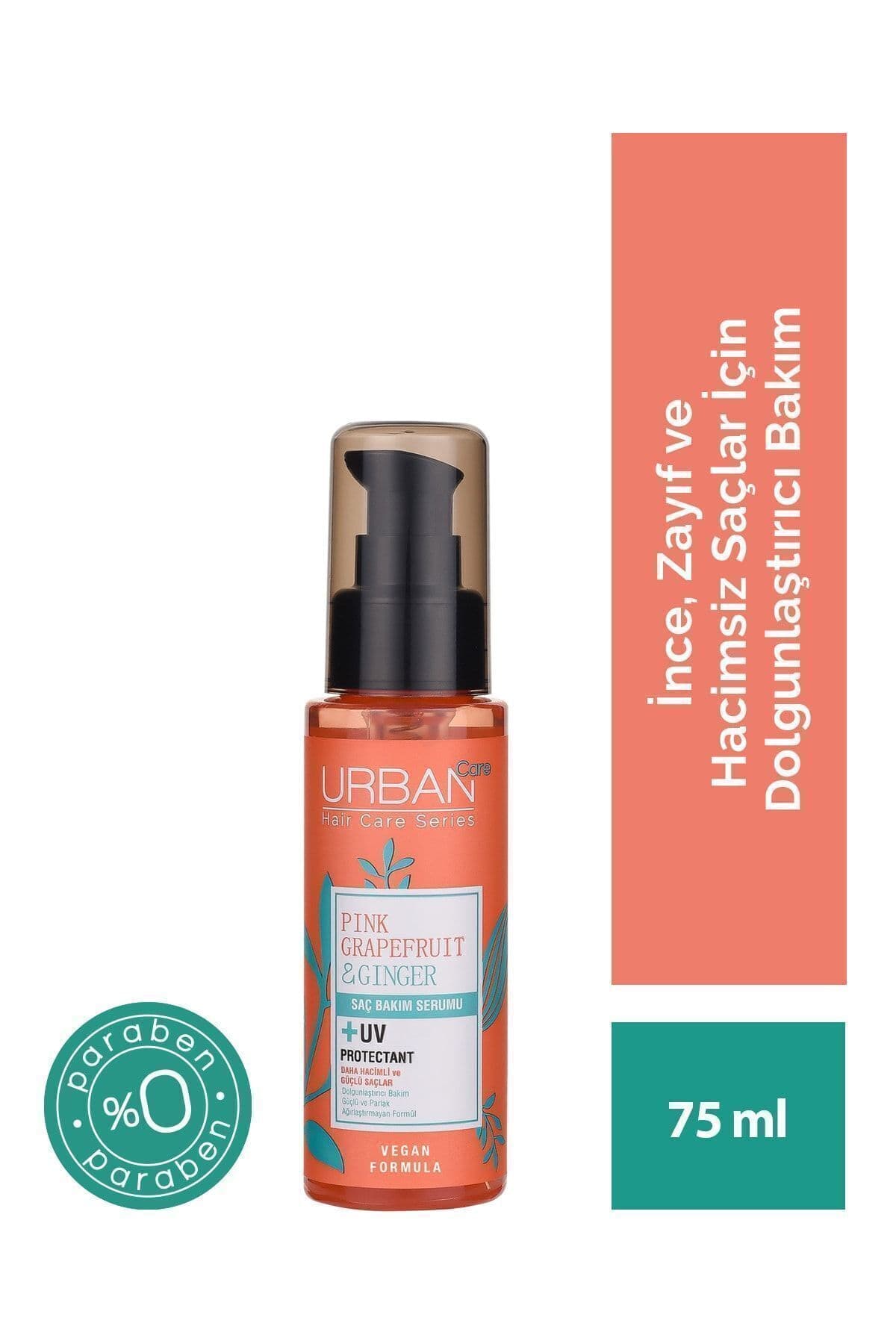 SAÇ BAKIM SERUMU & PİNK GRAPEFRUİT VE GİNGER İNCE TELLİ SAÇLARA ÖZEL DOLGUNLAŞTIRICI VEGAN 75ML