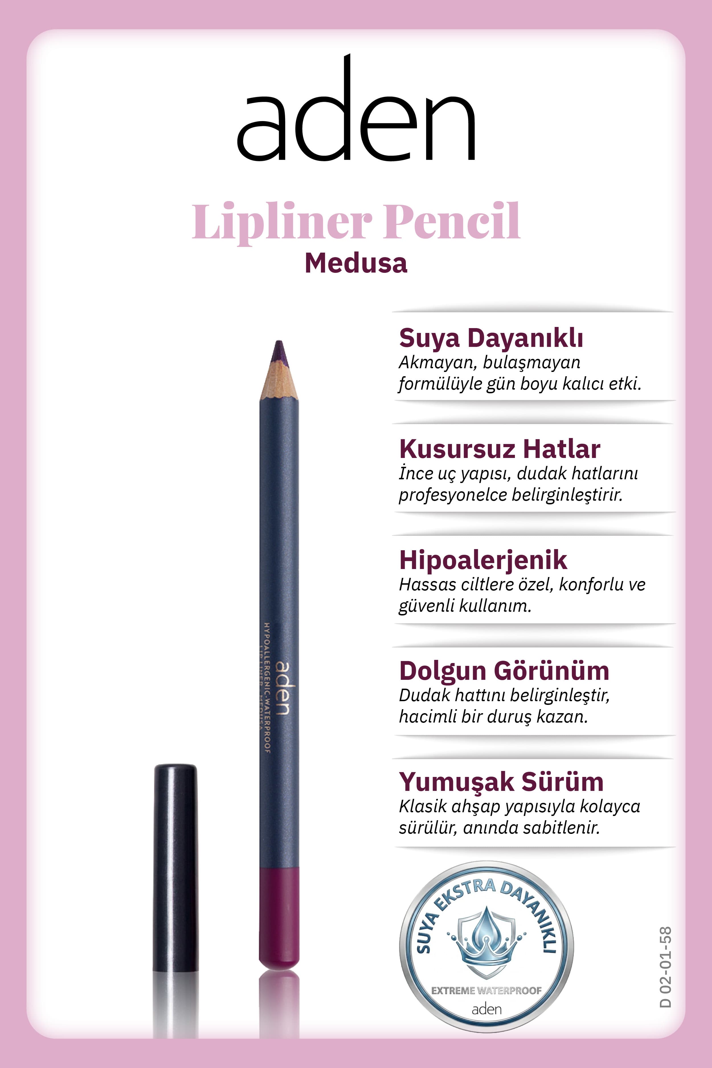 Aden Lipliner Pencil - Dudak Kalemi 58 Medusa(Mürdüm)