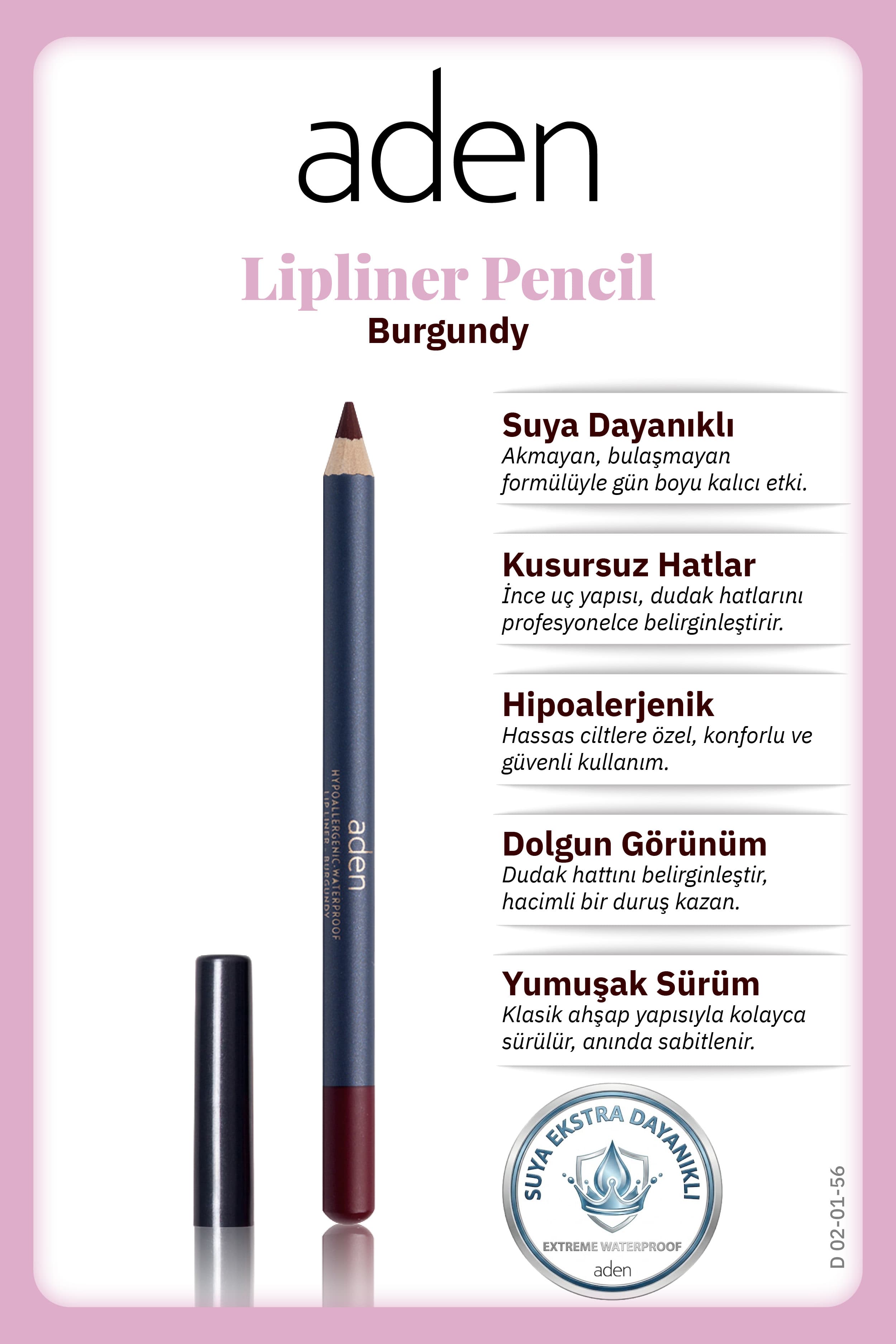 Aden Lipliner Pencil - Dudak Kalemi 56 Burgundy(Bordo)
