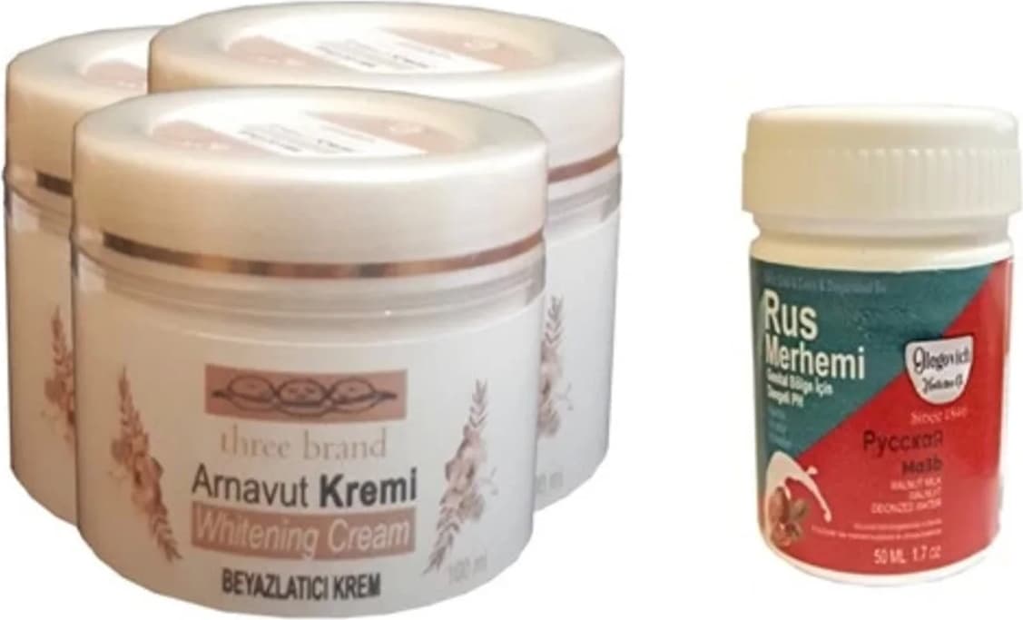 Süper Three Brand Vücut Kremi 100 ml Arnavut Kremi3 Adet + Rus Merhemi 50 ml 1 Adet
