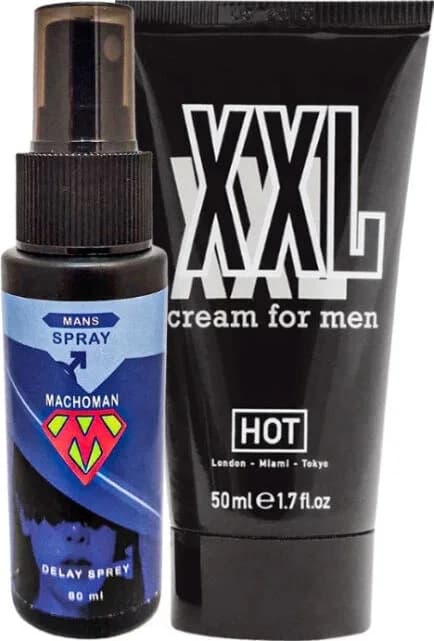 Süper Bonie Machoman 60 ml Erkeklere Özel Zaman Spreyi + Hotxxl Erkek Özel Kısım Krem