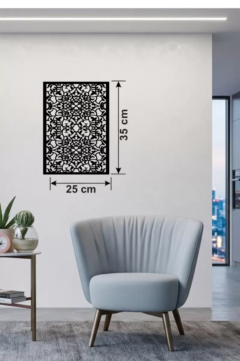 Floral Mandala Desenli Ahşap Duvar Tablosu - 25x35 cm Lazer Kesim Dekoratif Pano