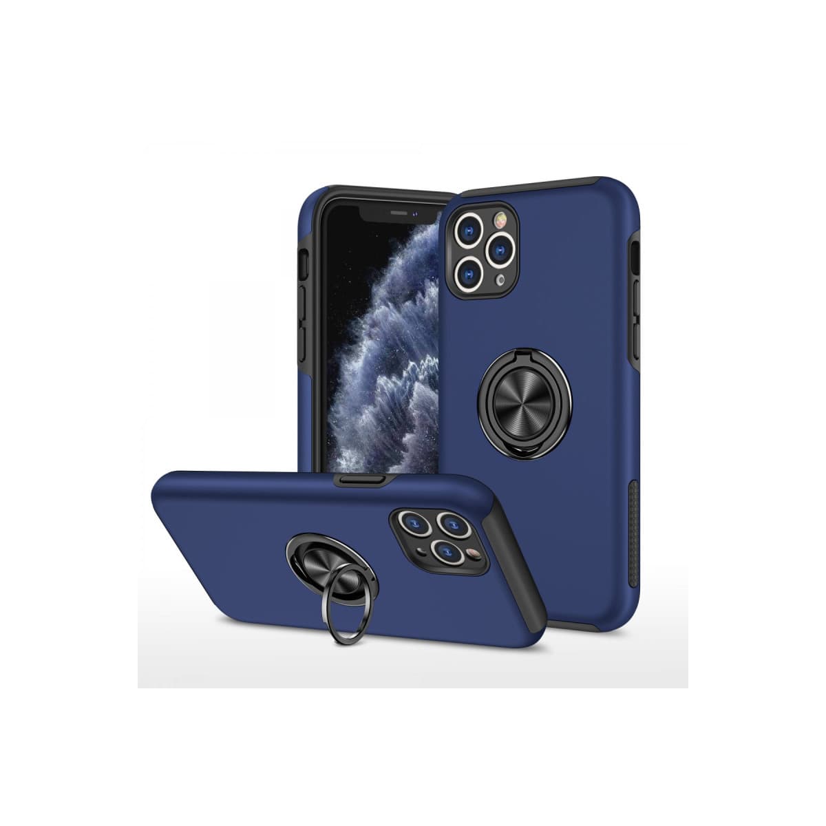 iPhone 11 Pro Max Kılıf Elit Yüzüklü Kapak - Lacivert