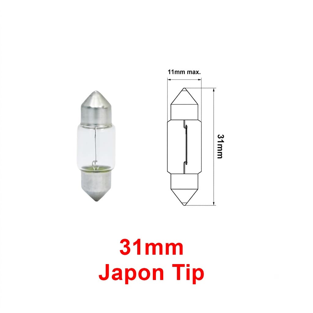 Japon Tip Sofit Ampul Şeffaf İç Aydınlatma Plaka Lambası C10W 12V 10W 31mm 1 Adet