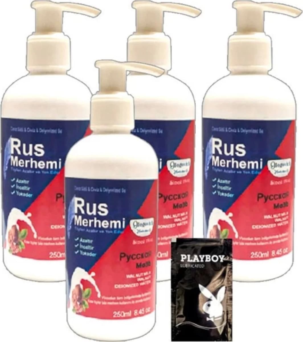 Süper Playboy 4lüx 250 ml Tüy Dökücü Krem Ceviz Sütlü & Cevizli Rus Merhemi + Yanında Jel