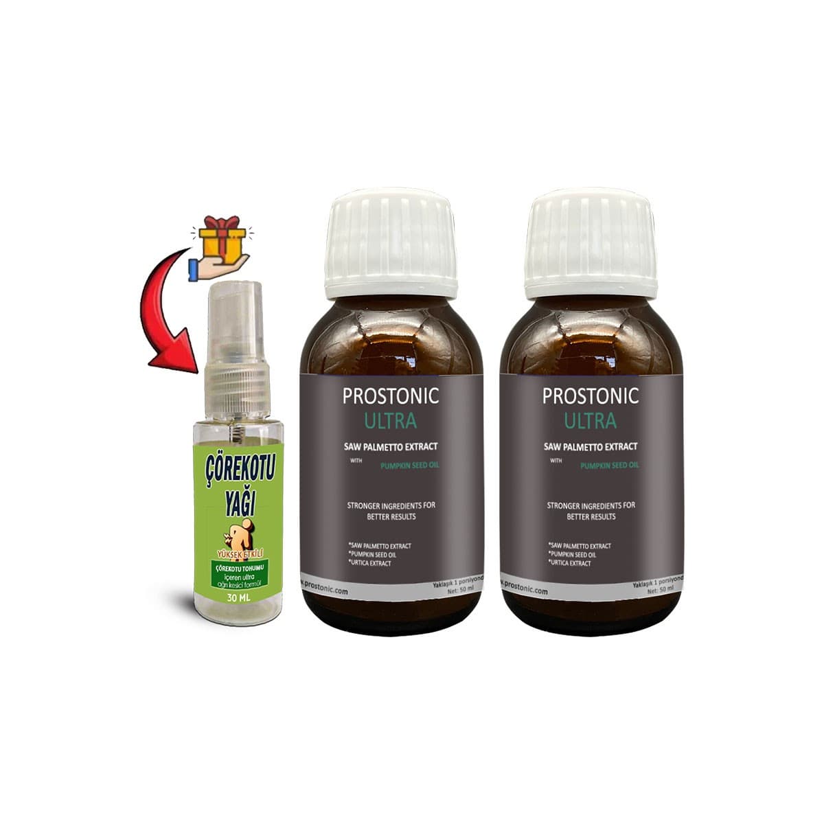 Prostonic Ultra 2 Kutu Erkeklere Sawpalmettolu Kabak Çekirdeği Ekstratlı 50 ml Şurup + Çörek Otu Yağ