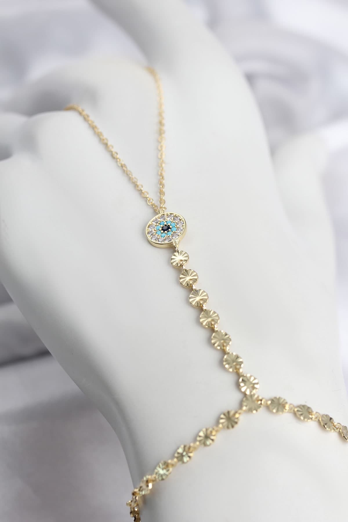 Gold Renk Pirinç Zirkon Taşlı Nazar Model Şahmeran
