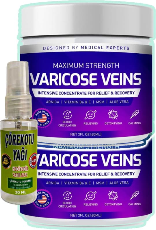 Varicose Veins Purple 2 Adet Varislerinize Bakım Kremi 100 ml + Çörek Otu Yağı Teskin Yağı 30 ml