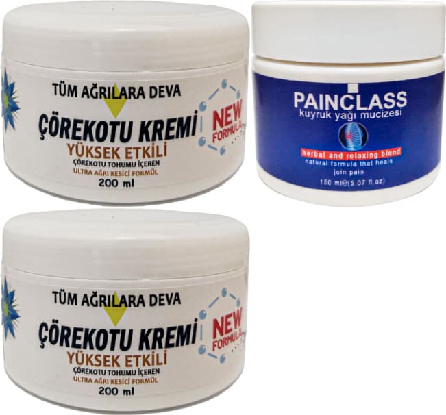 Çörek Otu Kremi  White Box 2 Adet 200 ml +  Painclass Kuyruk Yağı Kremi 150 ml / Teskin Krem Seti
