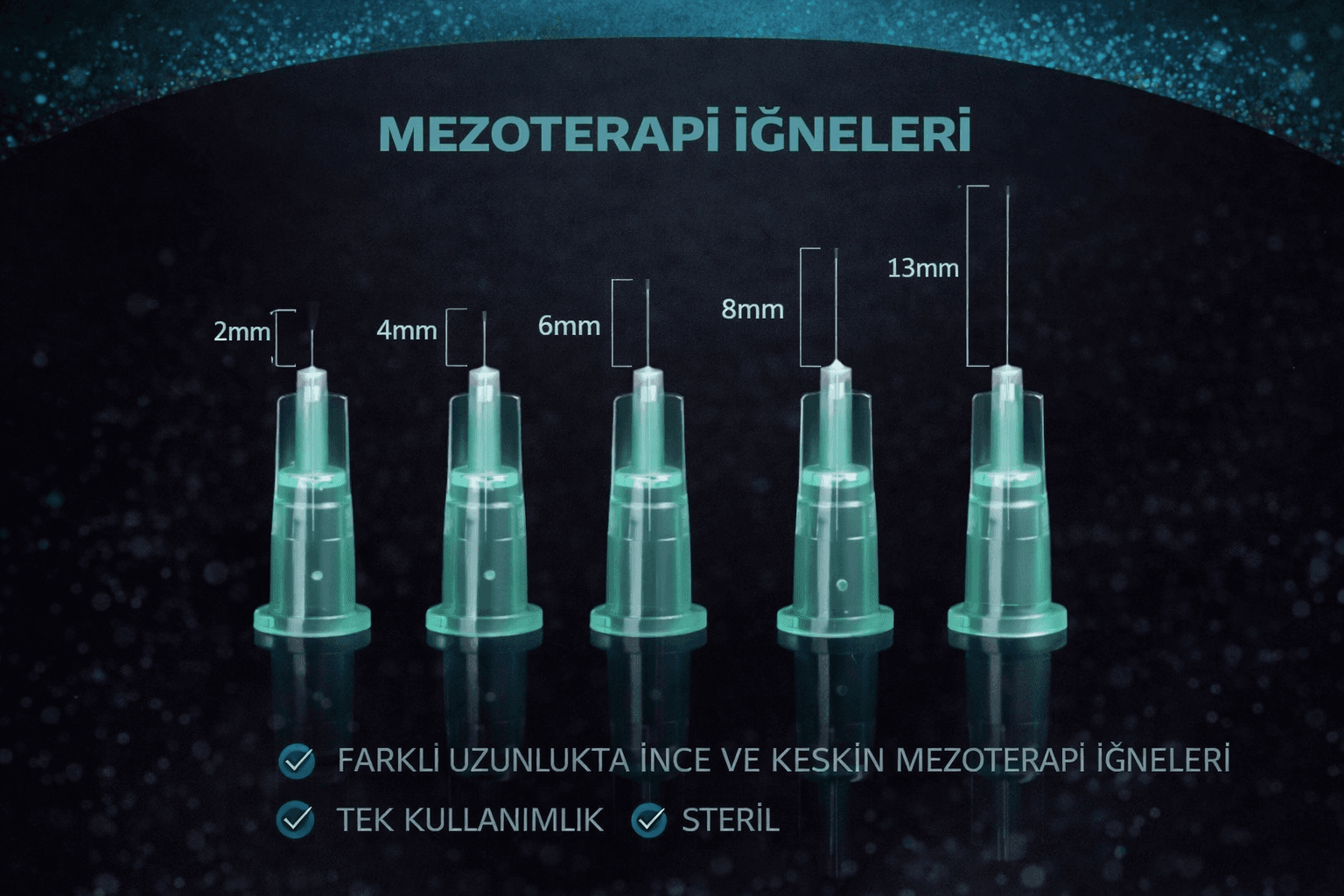 29G X 13MM Mezoterapi Steril Enjeksiyon İğnesi 100 Adet 1 Kutu
