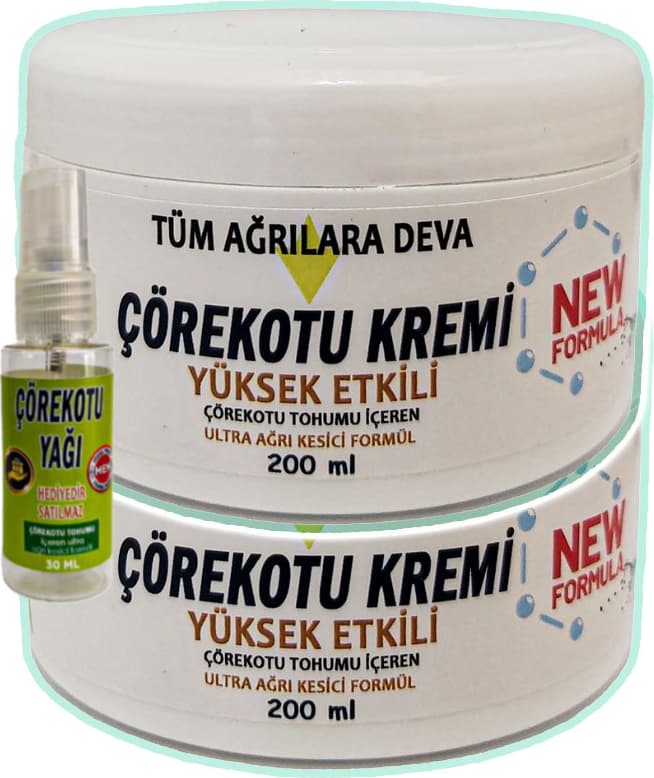 Çörek Otu Teskin Kremi 2 Adet 200 ml Beyaz Kavanoz + 30 ml Çörek Otu Yağı