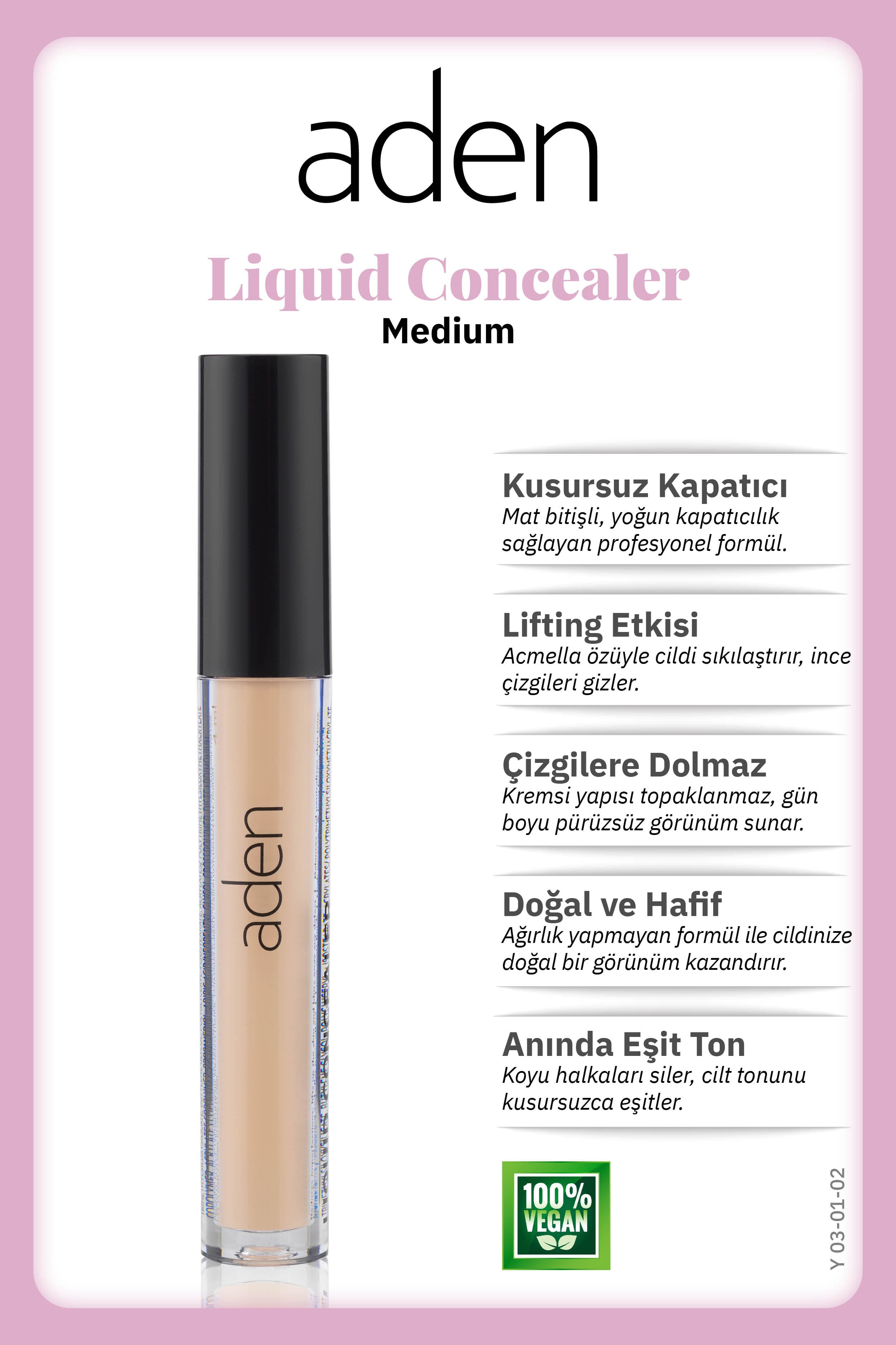 Aden Liquid Concealer - 02 Medium(Orta)