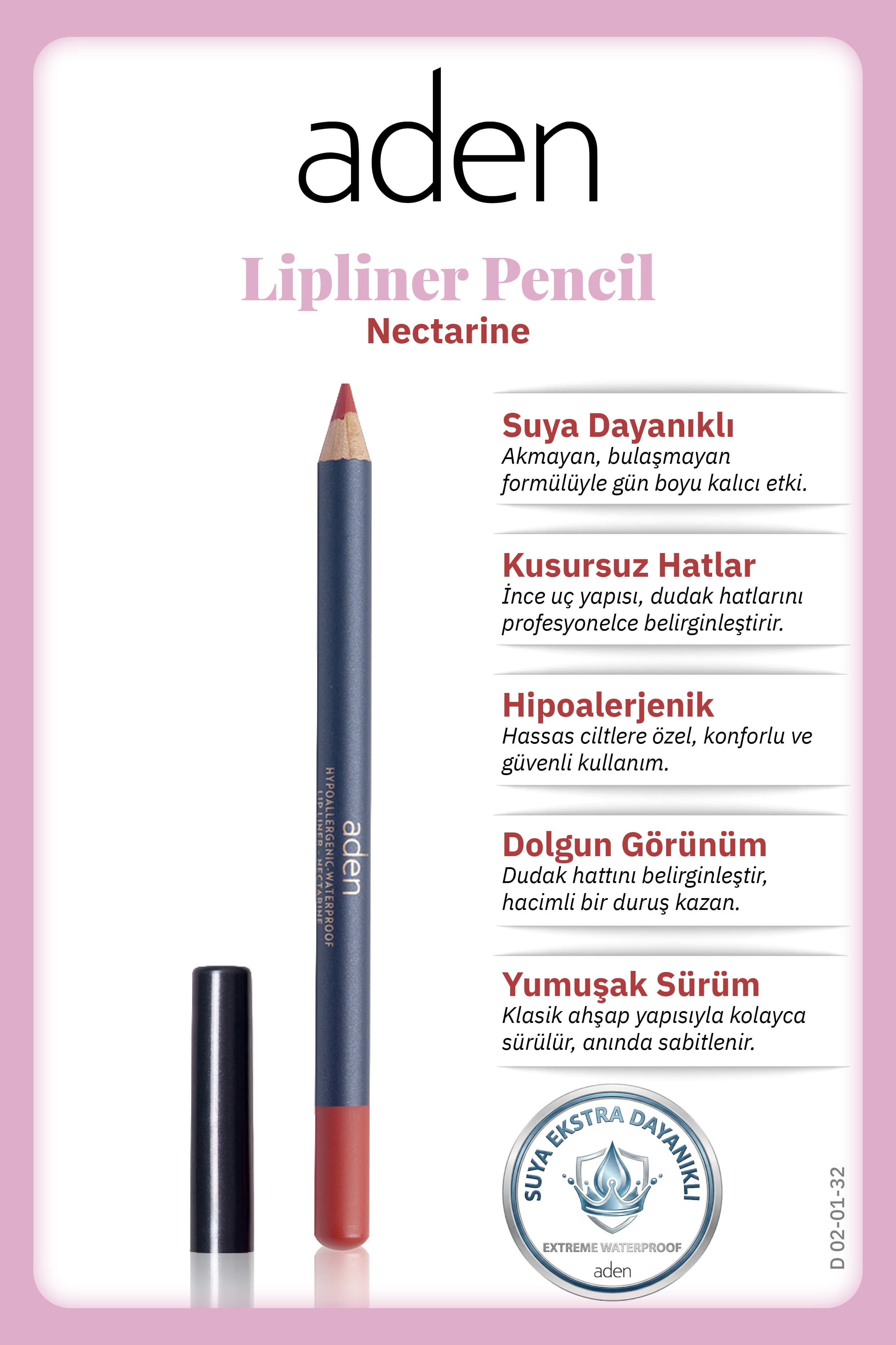 Aden Lipliner Pencil - Dudak Kalemi 32 Nectarine(Nektarin)