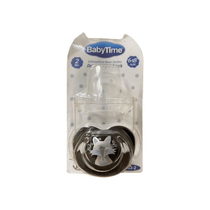 BabyTime Silikon Damaklı Koruyucu Kapaklı Siyah Gövdeli Emzik N.2 BT153-2