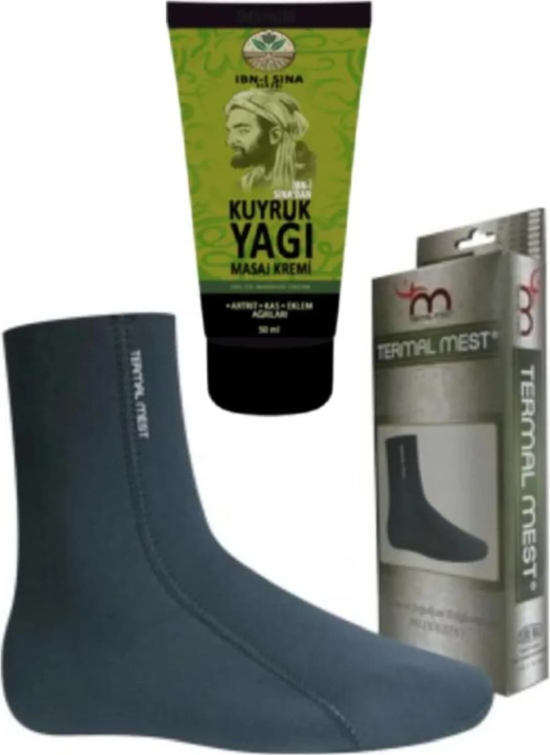 Ibni Sina Kuyruk Yağı Masaj Kremi 50 ml Su ve Isı Geçirmeyen Mest Çorap(Xxl)