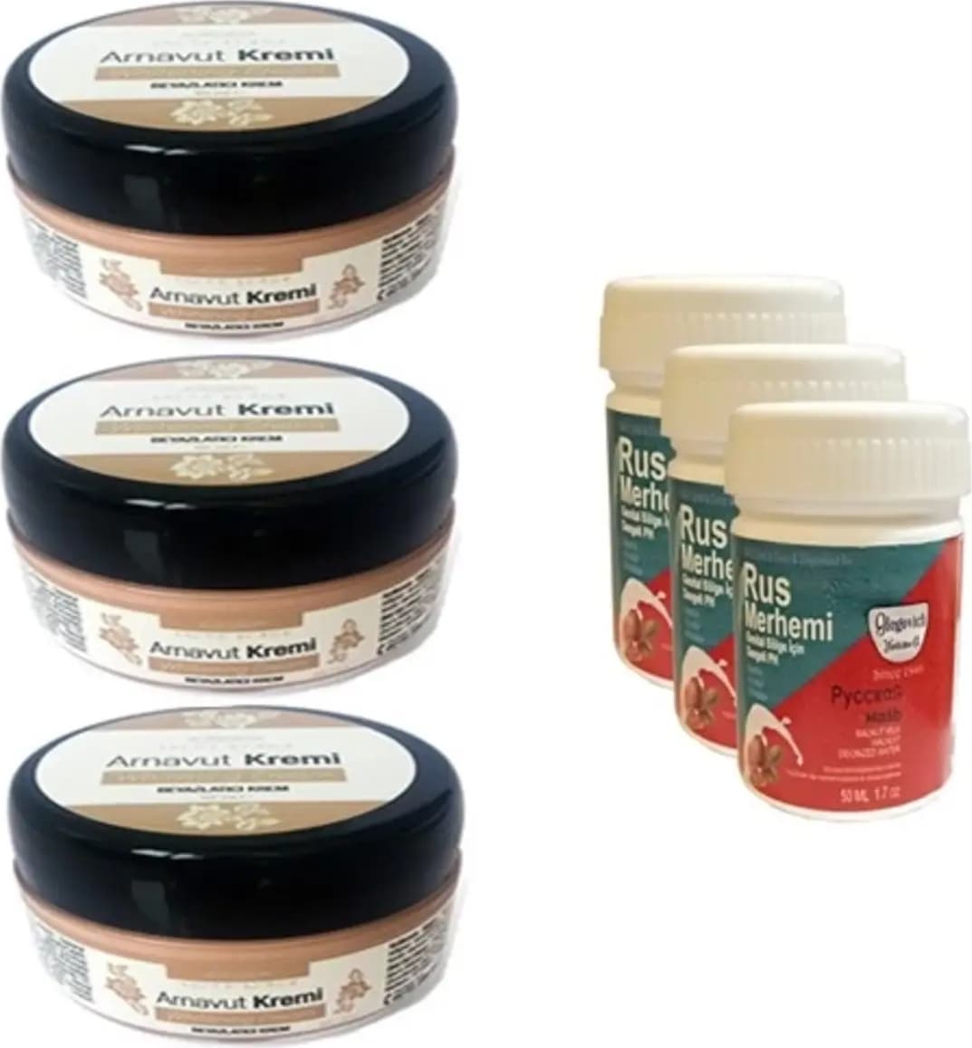 Süper Three Brand Arnavut Kremi 3 Adet + Rus Merhemi 50 ml 3 Adet