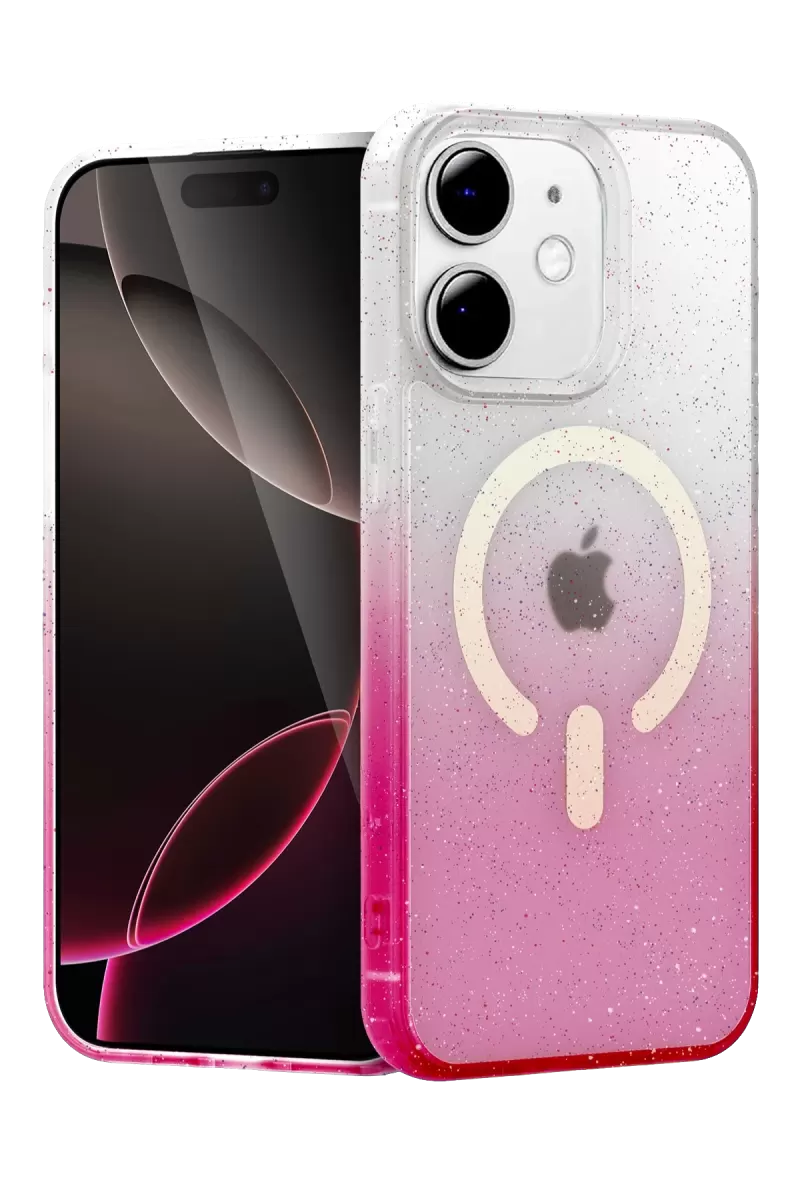 iPhone 11 Pummel Shiny Magsafe Kapak - Pembe