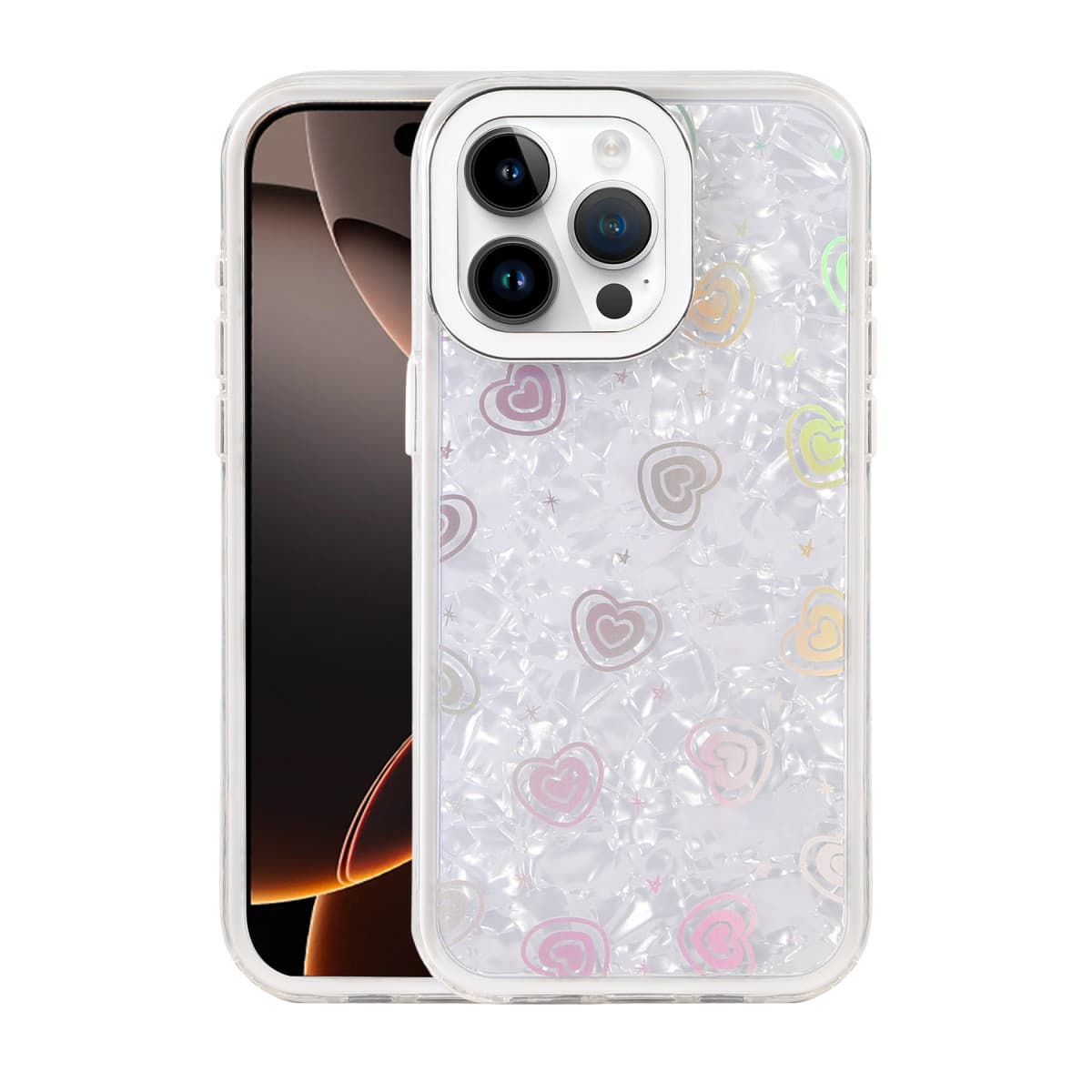 iPhone 15 Pro Lumi Desenli Kapak - Beyaz