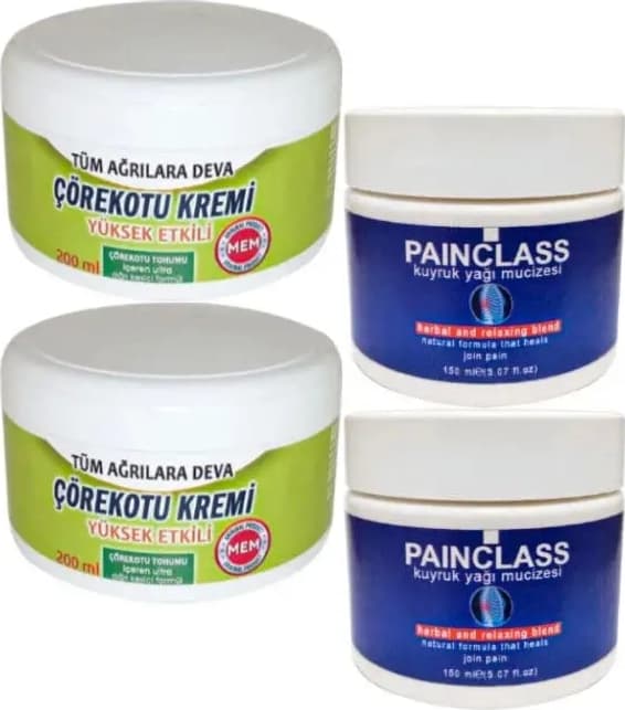 Süper Çörek Otu Kremi Xl Boy 2X200 ml +2X150 ml Kuyruk Yağı Kremi Painclass