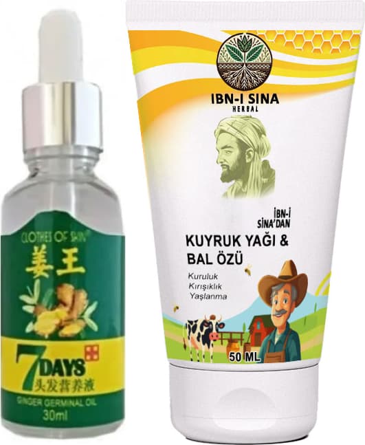 İbn-i Sina 7 Days Saçları Uzatmaya Büyütmeye Serum + İbn-i Sina Kuyruk Yağlı Bal Özlü Krem