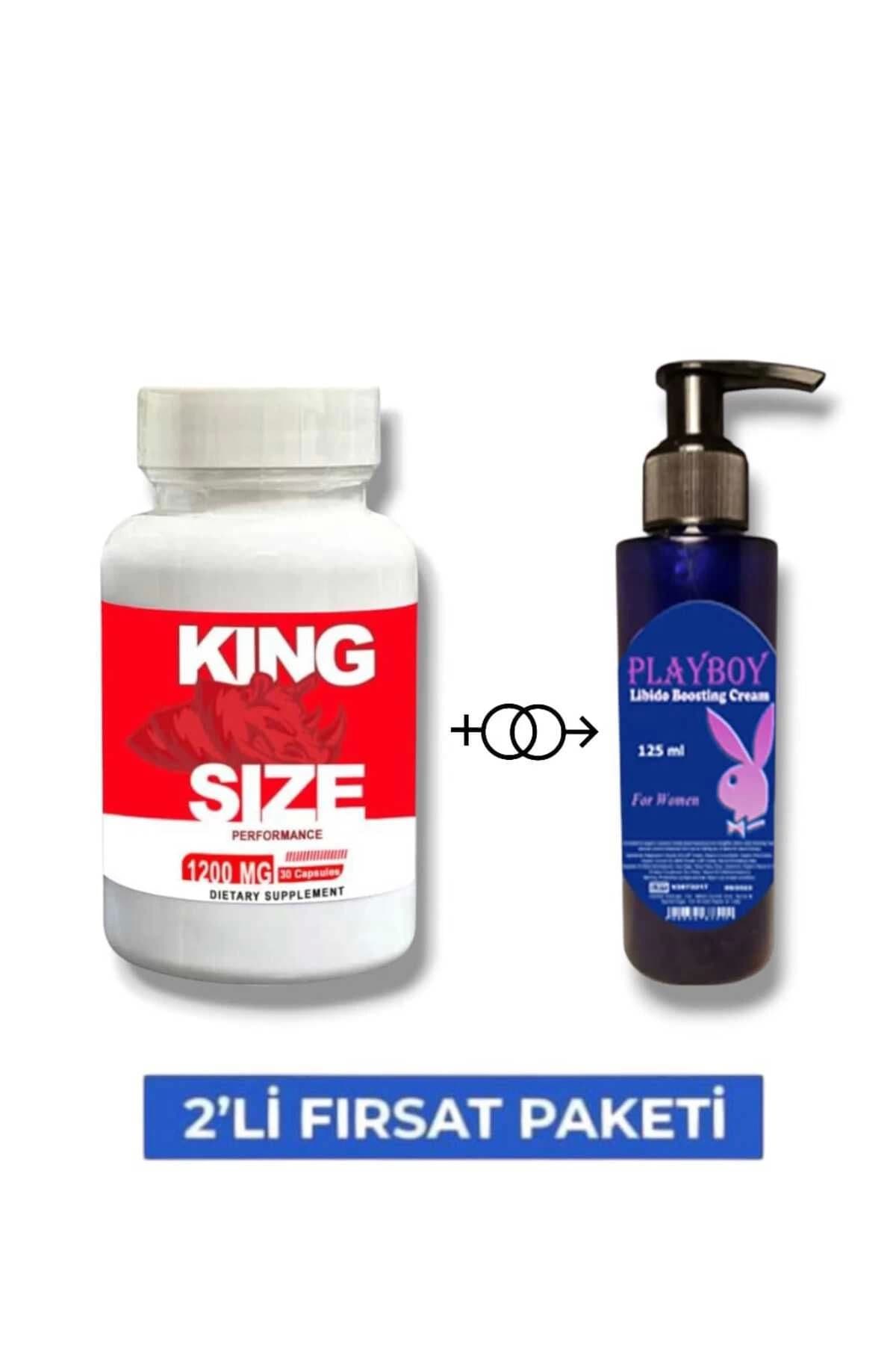 King Size Erkeklere Özel Bölge Destekleyici 30'lu + Playboy Libido Arttırıcı Krem 125 ml