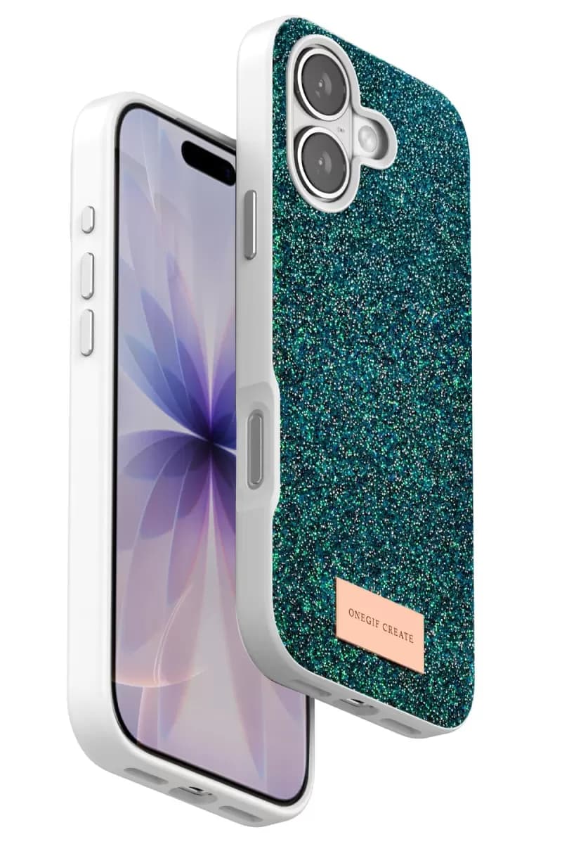 iPhone 17 Bright Simli Kapak - Koyu Yeşil