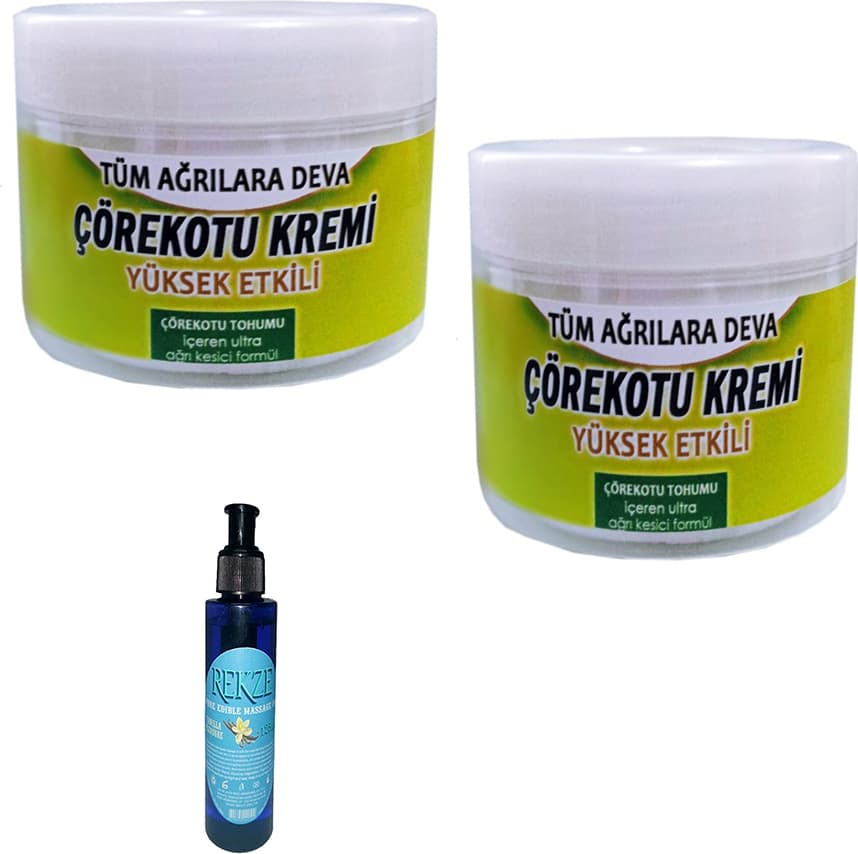 Hintohu Çörek Otu Kremi 100 ml x 2 Adet / Rekza Çilekli Vücut Masaj Bakım Yağı 125 ml