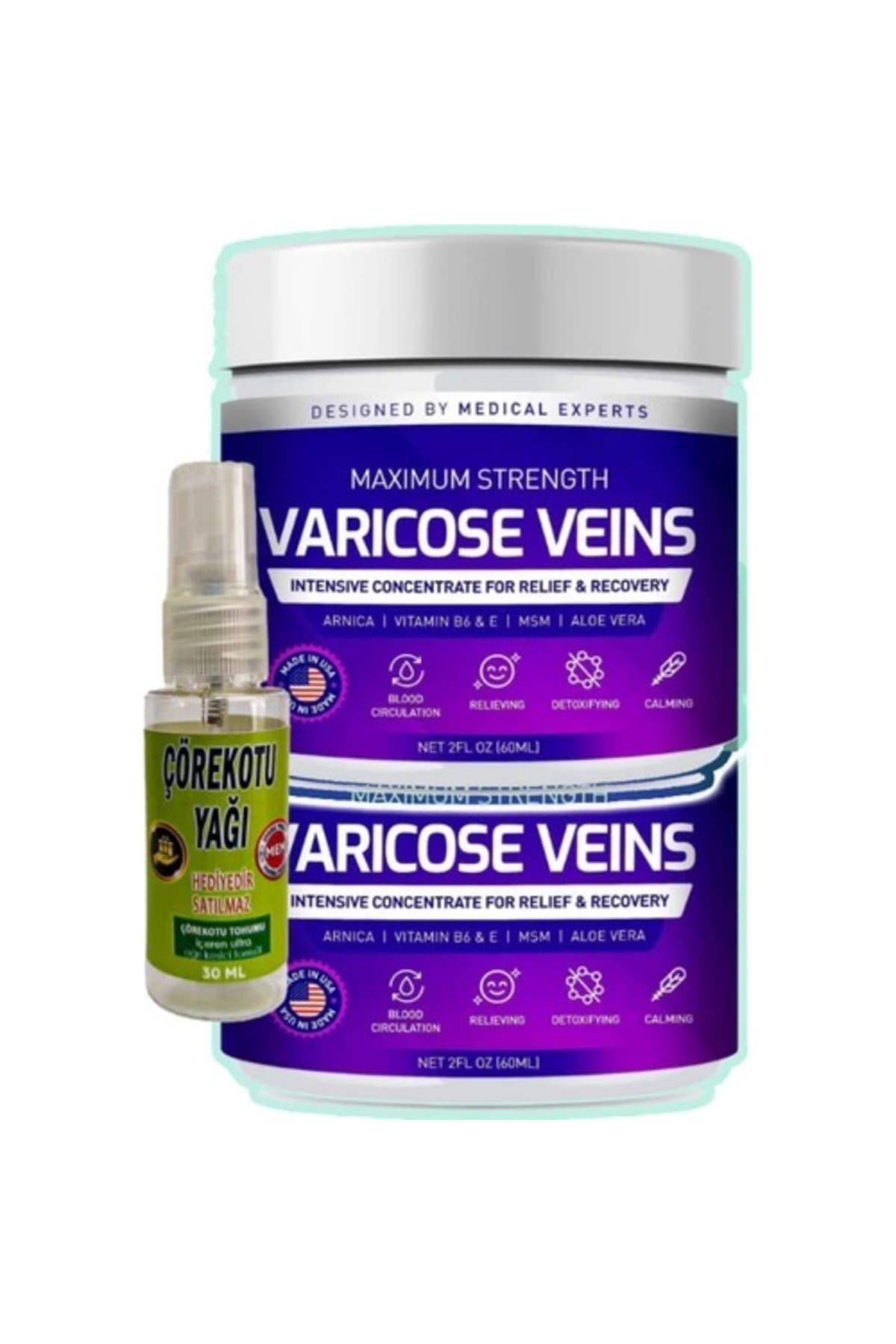 Pharmapulse Varicose Veins Purple Bakım Kremi 100 ml x 2 adet + Çörek Otu Yağı 30 ml