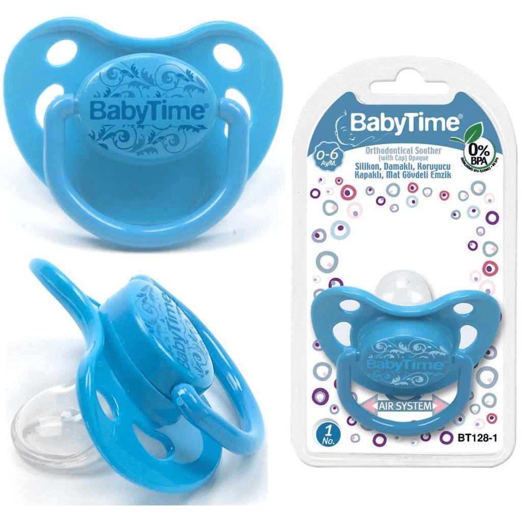 BabyTime Silikon Damaklı Koruyucu Kapaklı Mat Gövdeli Emzik N.1 BT128-1