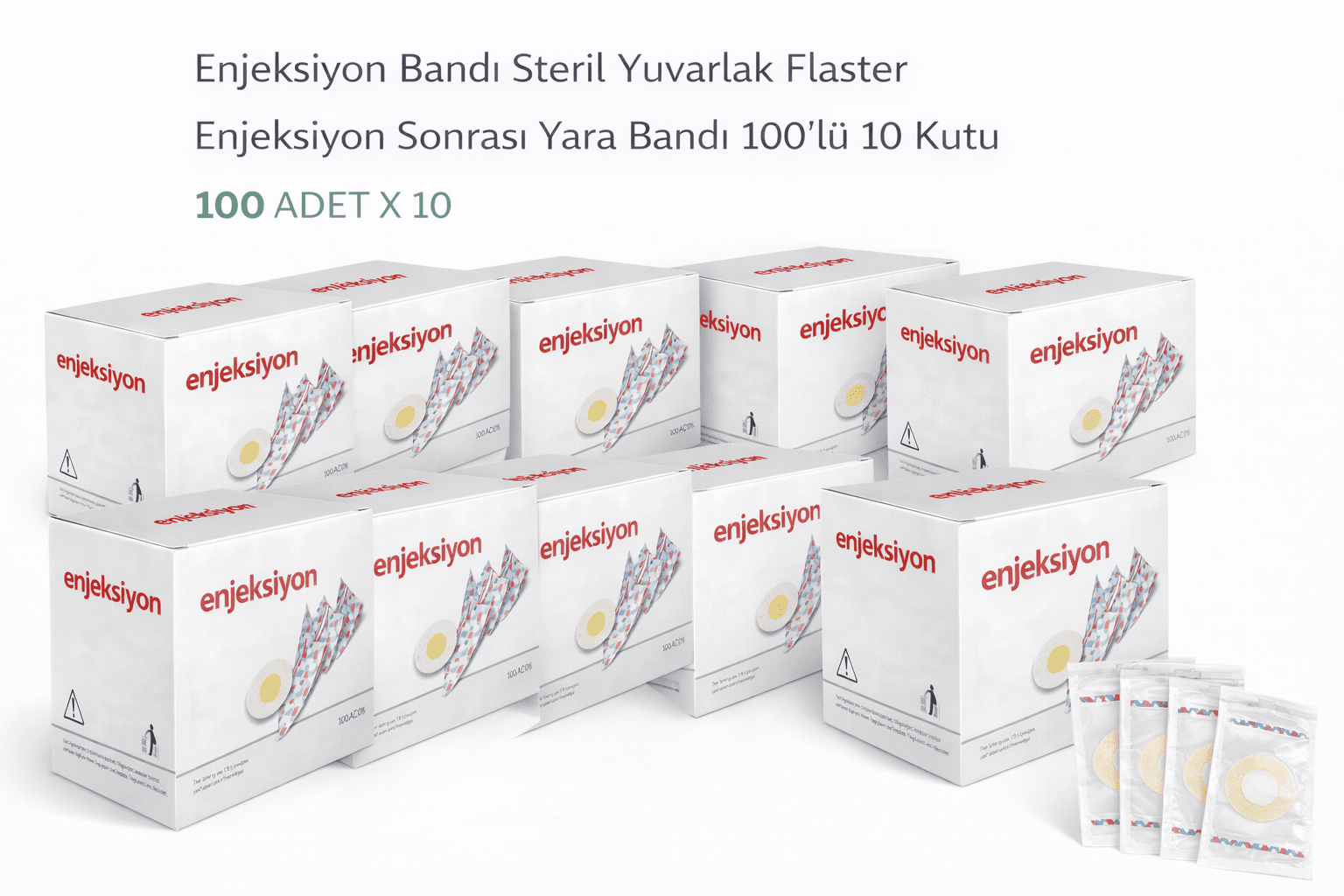 Enjeksiyon Bandı Steril Yuvarlak Flaster Enjeksiyon Sonrası Yara Bandı 100’lü 10 Kutu