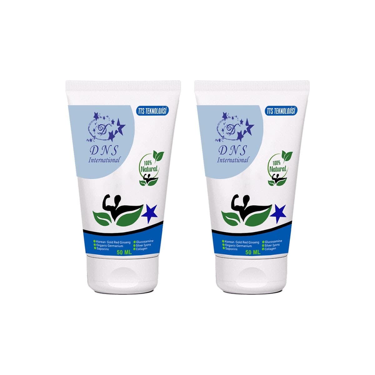 DNS 2 Adet Ginseng Kolajenli Gümüş İyonu Glukozamin Saponins Germanyumlu TTS Teknolojisi Krem 50 ml