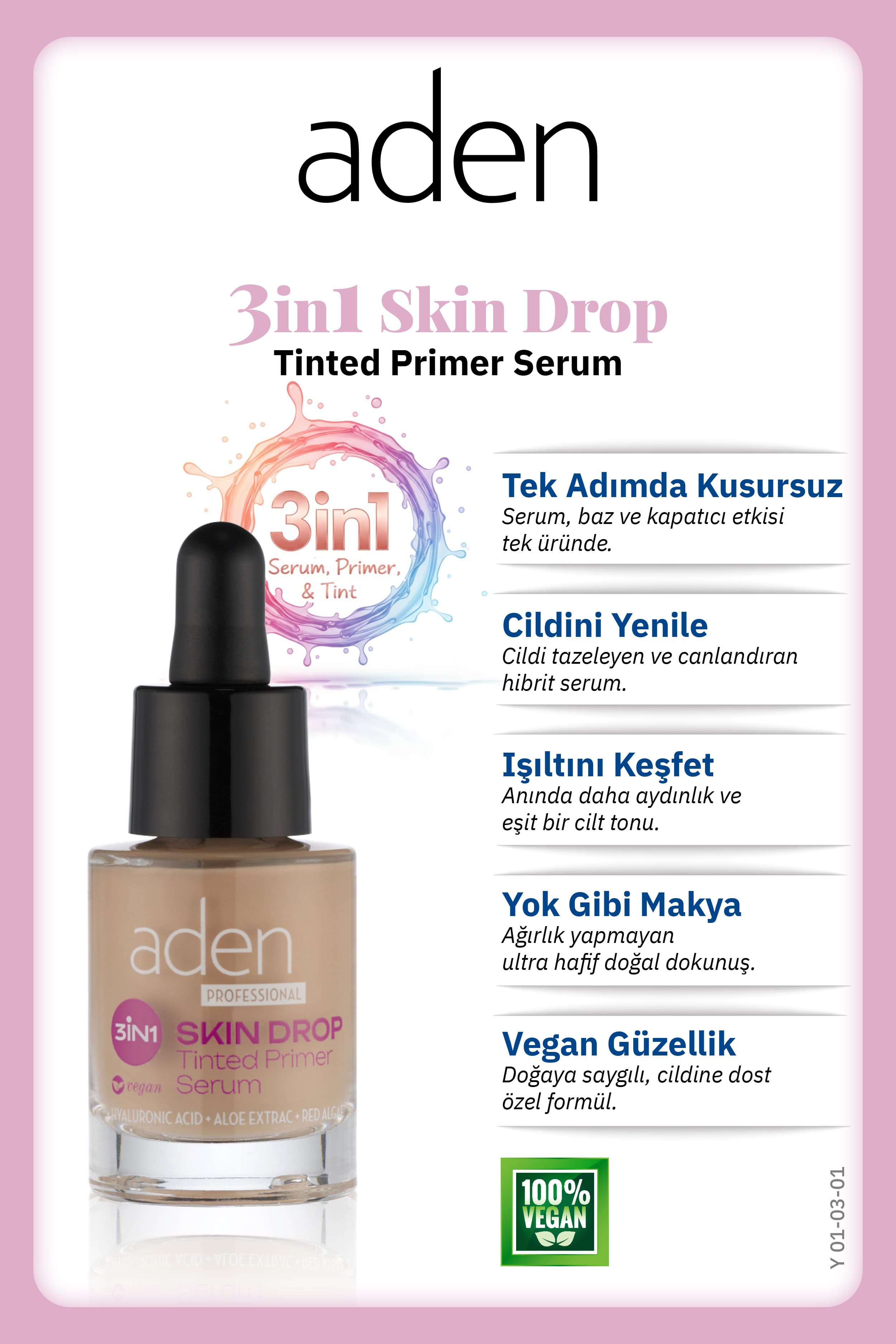 Aden 3in1 Skin Drop - Tinted Primer Serum