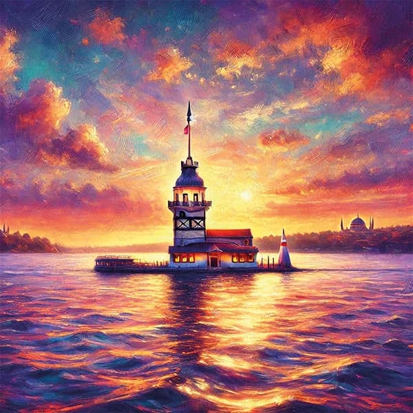 Kız Kulesi Kanvas Tablo 90x90cm