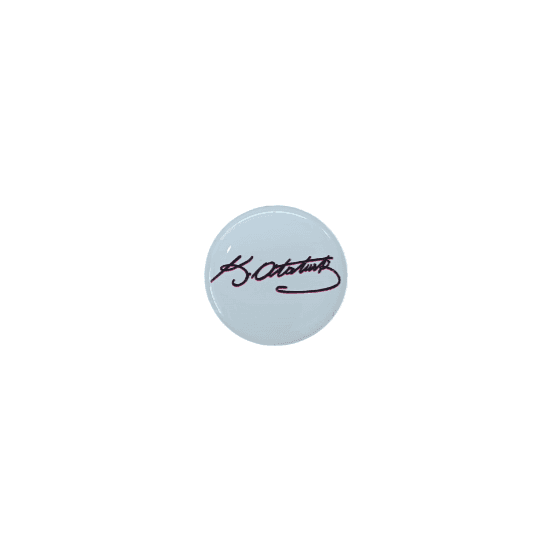 K.Atatürk İmzalı Yuvarlak Etiket Damla Sticker Siyah 3cm