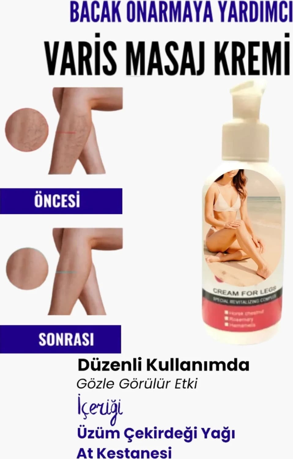 Süper Bölgesi Için Bacak Yardımcı ve Varison Masaj Kremi 100 ml
