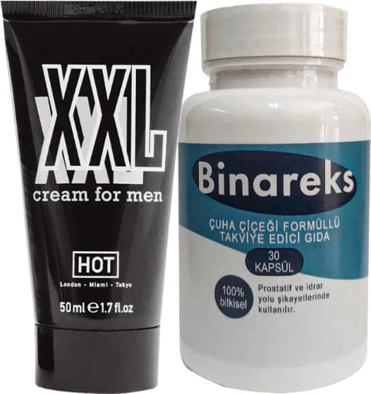 Hotxxl 50 ml Erkeğe Özel Uzun Kalın Boyutlandırıcı Krem + Yanında 1 Kutu Erkeğe 30LU Binareks Pırostat