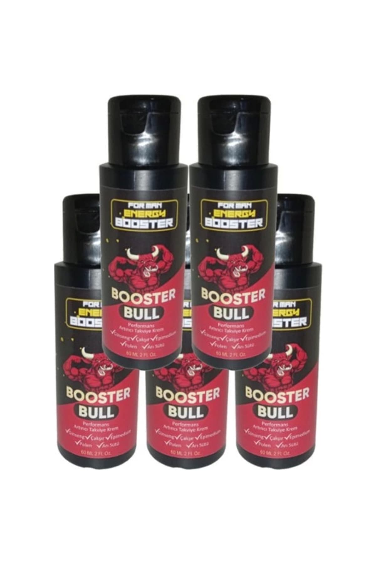 Booster Bull 5'li Paket Erkeklere Özel Yüksek Hızlı Aktivasyon Kremi 60 ml - 5 Adet 60 ml