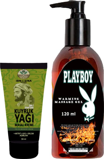 İbn-i Sina Kuyruk Yağı Kremi Kas Sırt Bel El Ayak Kullanım 50 ml + 1 Adet 120 ml Playboy Isıtıcılı Masaj Yağı