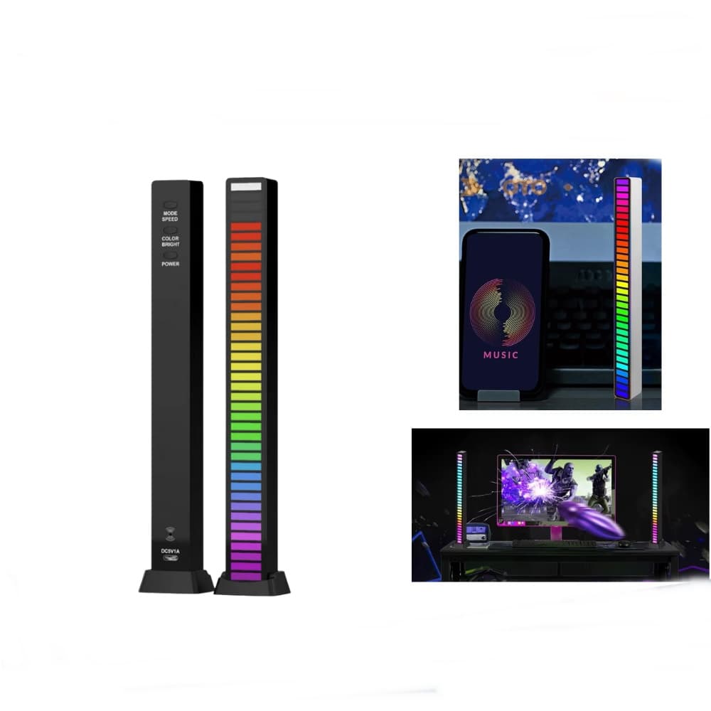 RGB Araç Torpido Üstü Sese Duyarlı Ambiyans LED Işık Barı 1 Adet Siyah
